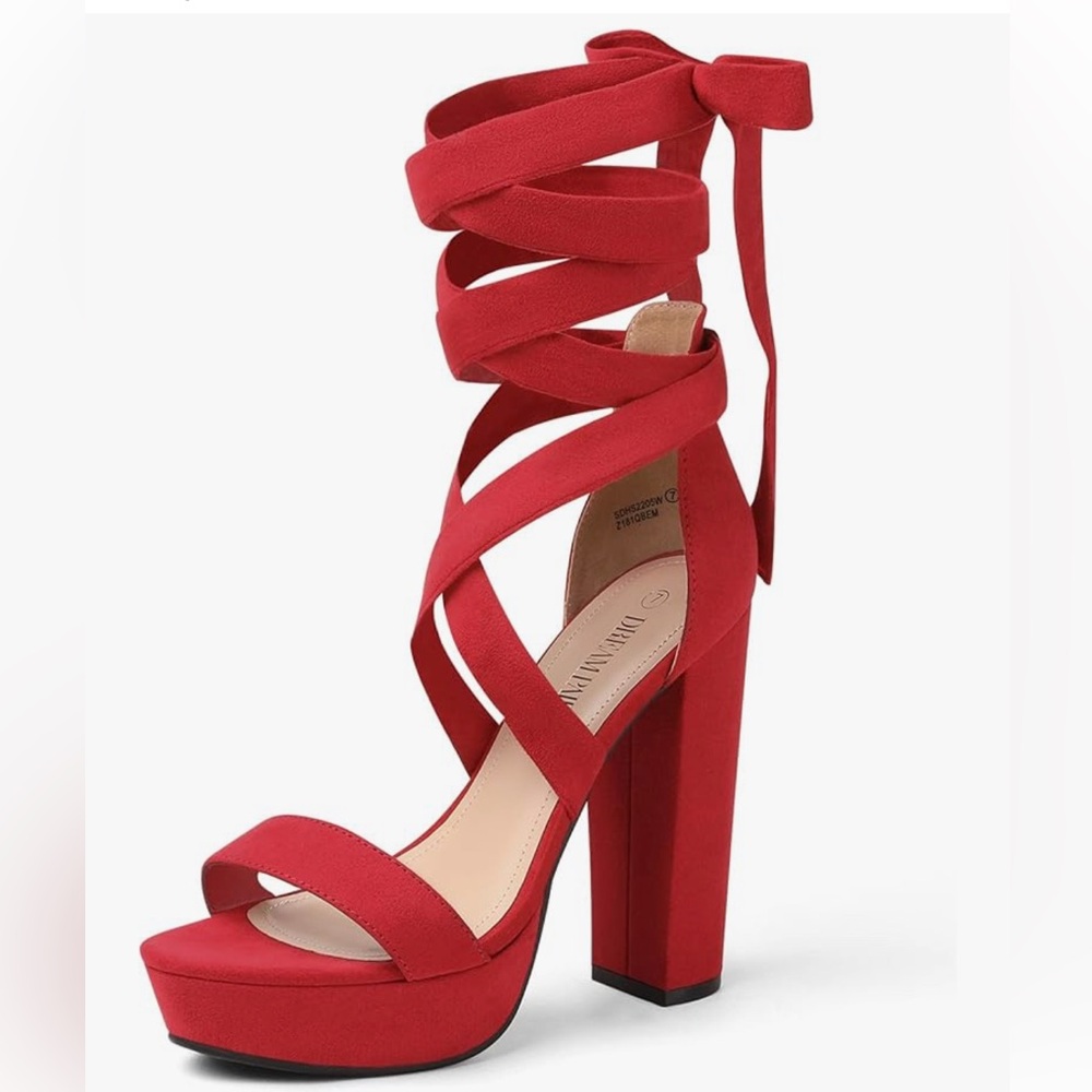 Dream Pairs Red Wraparound Heels